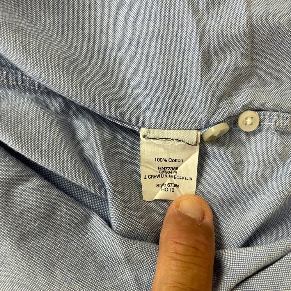 J Crew Shirt Mens M Blue Oxford Slim Fit OCBD Preppy Old Money Luxury Office